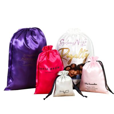 China Luxury Custom Logo Printed Satin Bags Silk Satin Drawstring Pouch Bag Dust Promotion Luxury Custom Drawstring Bag for sale