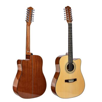 China Fir Made In China Factory Customized Logo 12 Strings Electric Acoustic Guitar for sale