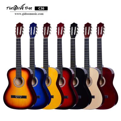 China Cheap Basswood wholesale 3/4 size 36inch classical guitar for students practice from china guitar factory for sale