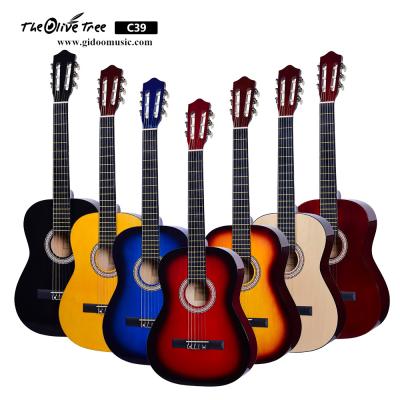 China Basswood wholesale 4/4 size cheap price classical guitar for students practice from china guitar factory for sale