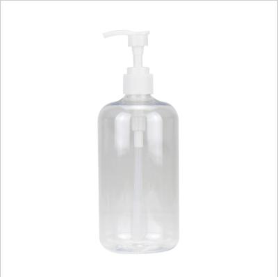 China Household Products Hand Sanitizer Bottle Transparent Round Shoulder PET Plastic Bottle Press Type for sale