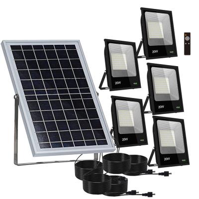 China High Brightness IP66 Outdoor / Indoor Waterproof 5 Solar Flood Led Lights With 1 Solar Panel for sale