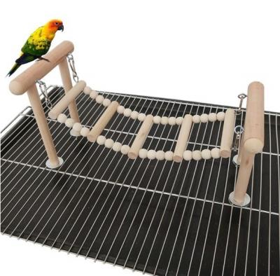 China Viable Parrot Stand Hanging Bridge Perch and Granular Wooden Swing Bird Toy for Bird Parrot for Small Animals Scale for sale