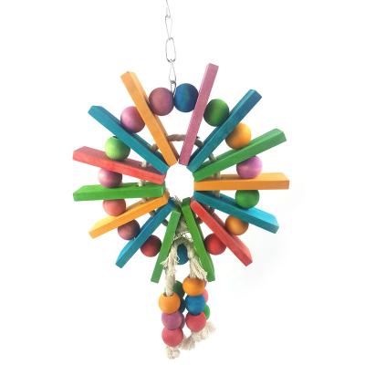 China Viable Pets Bird Parrot Toys Toys Set for Cage, Colorful Radiation Circle Chewing Hanging Toy for Small Parrots, Macaws for sale