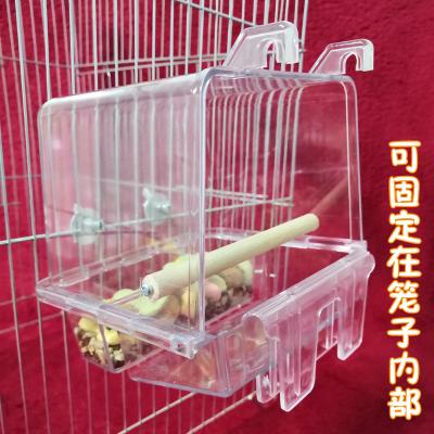 China Viable Acrylic Pet Bird Parrot Toys Feeder Basin With Clear Cover Small Animals Cage Accessories for sale