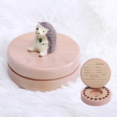 China Fashion Cartoon Kids Baby Tooth Container Different Styles Baby Milestone Gift Wooden Tooth Box for sale