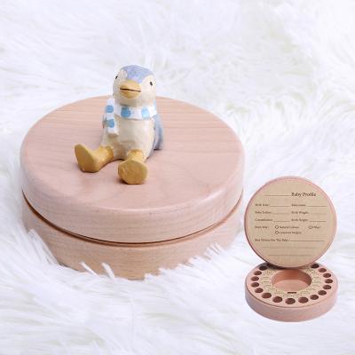 China Fashion Cartoon Kids Baby Tooth Container Different Styles Baby Milestone Gift Wooden Tooth Box for sale