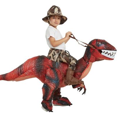 China 100% Polyester Halloween Children's Costume Funny Cartoon Animal Mount Doll Props Tyrannosaurus Dinosaur Inflatable Clothes For Kids for sale