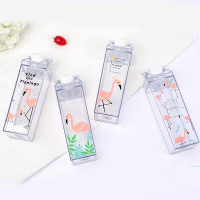 China Clear Cardboard Shaped Water Bottle Milk Drinking Water Bottle Juice Bottle Drink Milk Cup Plastic Reusable For Outdoor Climbing Travel for sale