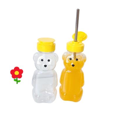 China 350ml 480g Viable BPA Free Plastic Bottle Portable Bottle Choke Honey Bottle Bubble Juice Bottle for sale