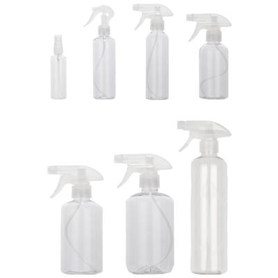 China Refillable Personal Care Cosmetic Clear PET Spray Bottle 100ml 250ml 400ml 500ml Empty Plastic Alcohol Spray Bottle Disinfection And Reusable for sale