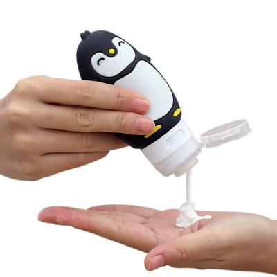 China Personal Care Leak Proof Travel Bottles 3oz 90ml Penguin Shape Portable Silicone Toiletry Containers For Cosmetics Shampoo Lotion for sale