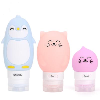 China Personal Care BPA Leak Proof 2oz 3oz Squeeze Free Portable Shampoo Cosmetic Travel Bottle Tube Set Penguin Bear Durk Shape for sale