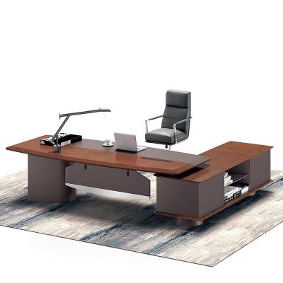 China Luxury MDF Extendable Wood Panel HDF Office Table Executive CEO Office Desk for sale