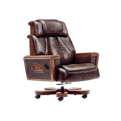 China Latest Design Real Leather Back Executive Luxury High Chairs Office Furniture Wheels Office Chair Extendable for sale