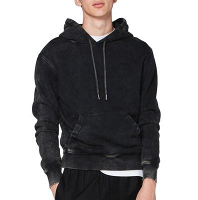 China Latest Design Waterproof Mens Black Sprayed Washed Fleece Hoodies for sale