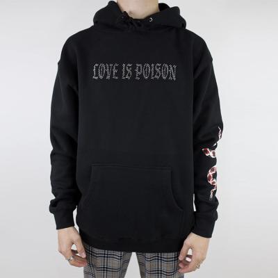 China Custom QUICK DRY Logo Trendy Hoodie Men's 100% Cotton Terry Rhinestone French Hoodies for sale