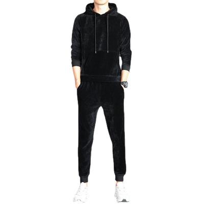 China New Fashion Breathable Unisex Plus Size Jogger Mens Velor Velor Pockets Tracksuit Set for sale