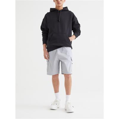 China Custom Made Simple Logo Cargo Nylon Shorts And Breathable Mens Hoodie Set Wholesale for sale