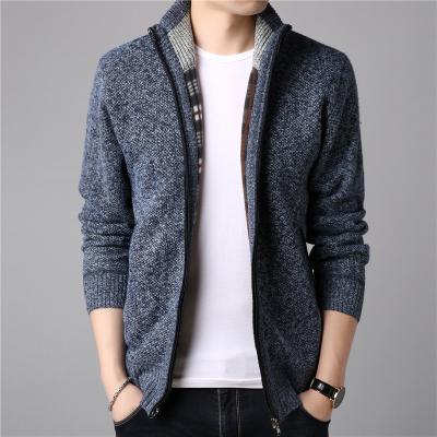 China Anti-pilling new plush men's sweater thickened sweater cardigan bracket collar sweater coat jacket for sale