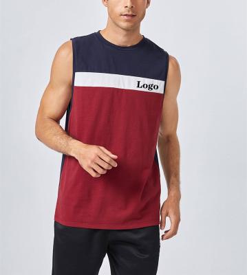 China 2021 Streetwear Breathable Cotton Fashion Men Workout Knit Two Tone Tank Top for sale