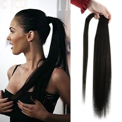 China Wholesale Price Silky Straight Double Wave Ponytail Extension Virgin Remy Human Hair One Piece Brazilian Pulled Ponytail Hair Extensions for sale