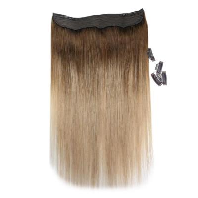 China Real Natural Unprocessed Virgin European Human Remy Silky Straight Wave Halo Hair Extensions for sale