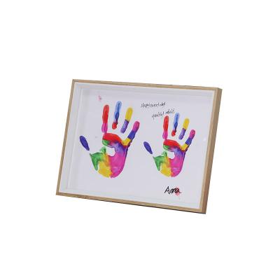 China Hot Sale Eco-friendly Durable Handprint Painting Diy Handprint Photo Frame For Family Friends for sale