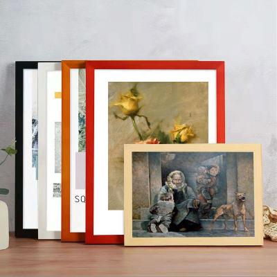 China Custom color A4 color home decoration deco wall poster picture display table wooden photo frame for sale