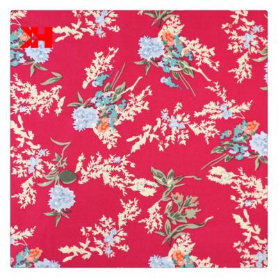 China Chinese Style Shrink-Resistant Fashion Red Flower Make To Order 100% Cotton Twill Fabric Printed for sale