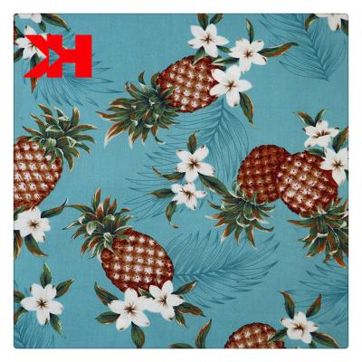 China Hawaii Island Pineapple Print Competition Shrink-Resistant Wholesale Price Per Meter Cotton Poplin Fabric for sale