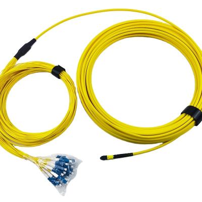 China Fiber Distribution Frame Abalone Data Center FTTH 12 Core MPO to MPO Multimode Fiber MPO Trunk Optical Cables for sale