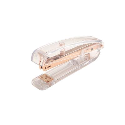 China Fashion Easy Nordic Pink Transparent Stapler Student Stapler Gold Stapler Student Stapler Lightweight Lightweight High-End Opreation Office Supplies Stapler for sale