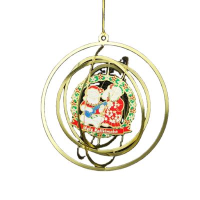 China Europe Custom Brass Etched Decorative Metal Garden Hanging Ornaments Low MOQ Christmas Metal Ornament for sale