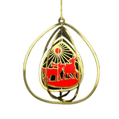 China Europe Custom Metal Crafts Christmas Tree Decorations Hanging Gold Brass Metal Christmas Snowflake Ornament for sale