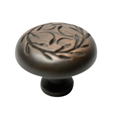 China Durable Custom Zinc Alloy Brass Metal Mushroom Shape Engraved Flower Cabinet Drawer Knobs for sale