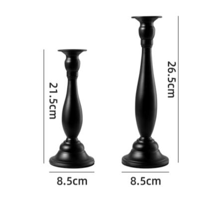 China Wholesale Modern Home Decorative Candlestick Holders Wedding Bedroom Supper Price Cheap Tall Black Metal Candle Holder for sale