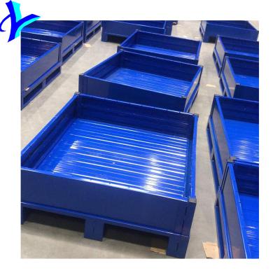 China Heavy Duty Foldable Folding Stackable Metal Steel Pallet Storage Cage en venta