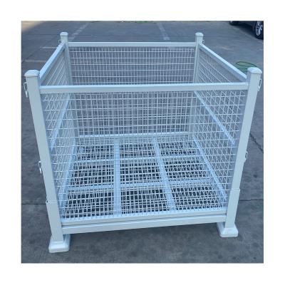 China Stack Forklift Collapsible Storage steel Metal Cage Container Rack en venta