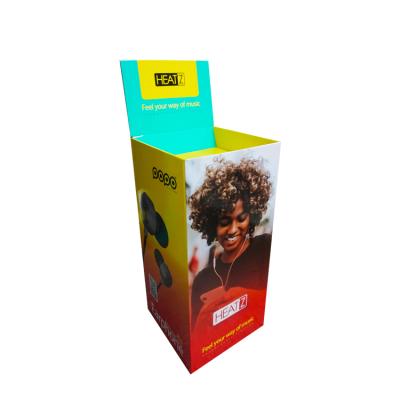 China Paper Eye Cardboard Bin Floor Catching Display Stand For Promotion for sale