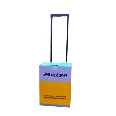 China Paper 4 Wheeled Trolley Display , Cardboard Trolley Display With Plastic Handle for sale