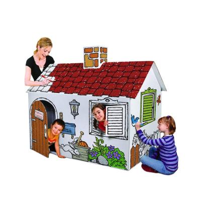 China Advertising Or Promotion Supermarket Shelves Corrugated Cardboard Paper Toy Display Retail Store Paper House For Children for sale