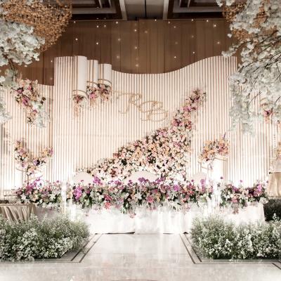 China Wedding Decoration Artificial Plant Hyacinth Artificial Flower Background 3d Silk Wall Wedding Silk for sale