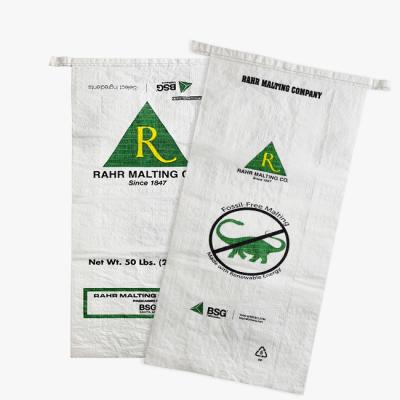 China Recyclable Plastic Type 25kg 50kg Rice Flour PP Woven Sack Bags Of Fertilizer for sale