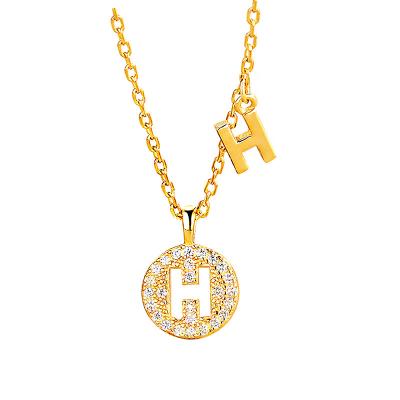 China Trendy Grace Top Seller 925 Sterling Silver Gold Plated Cubic Zirconia Letter H Pendant Necklace for sale