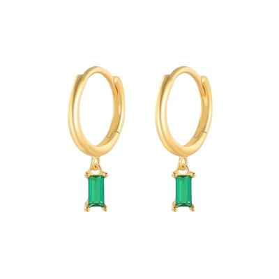 China Simple Simplicity Fashion Jewelry Earrings 18k Gold Rhodium Plated Colorful Stone Circle Earrings for sale