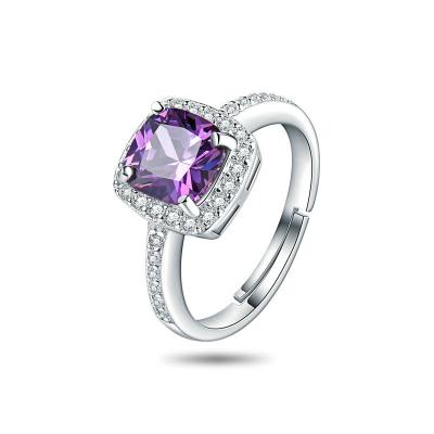 China TRENDY 925 Sterling Silver Ring With Blue Stone Purple Stone Custom Ring for sale