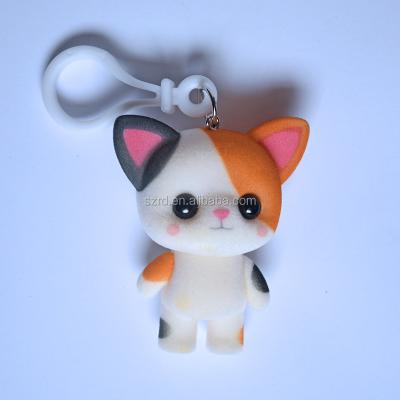 China Custom Plastic Collection Mini Animal Flocked Figure Key Chains for sale