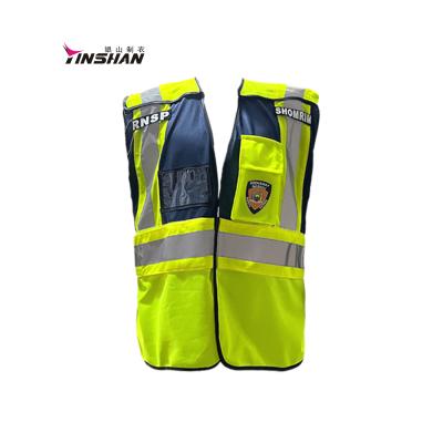 China Fluorescent Yellow Customized Logo High Visibility Reflective Vest for Security Guards for sale