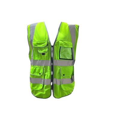 China Custom Men's Reflective Work Vest with Pockets and Logo Quick Dry Construction Clothing for sale